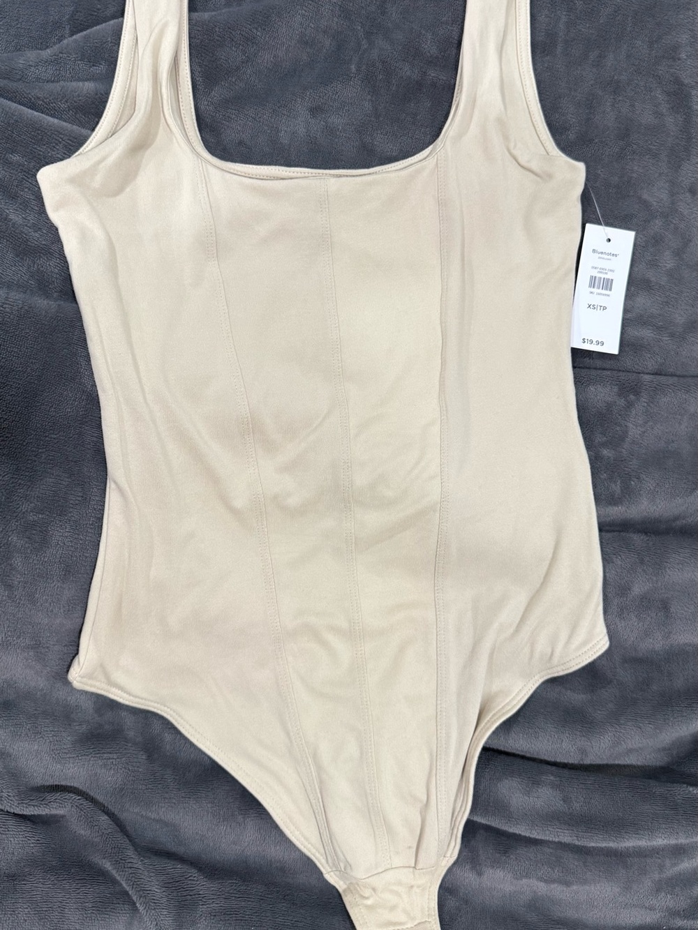 Bluenotes Beige Scoop-Neck Seam-Panel Bodysuit